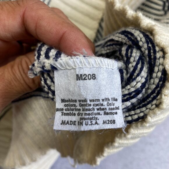 VINTAGE Jantzen Sweater Mens L Blue Geometric Pullover 90s Grunge - Picture 10 of 13